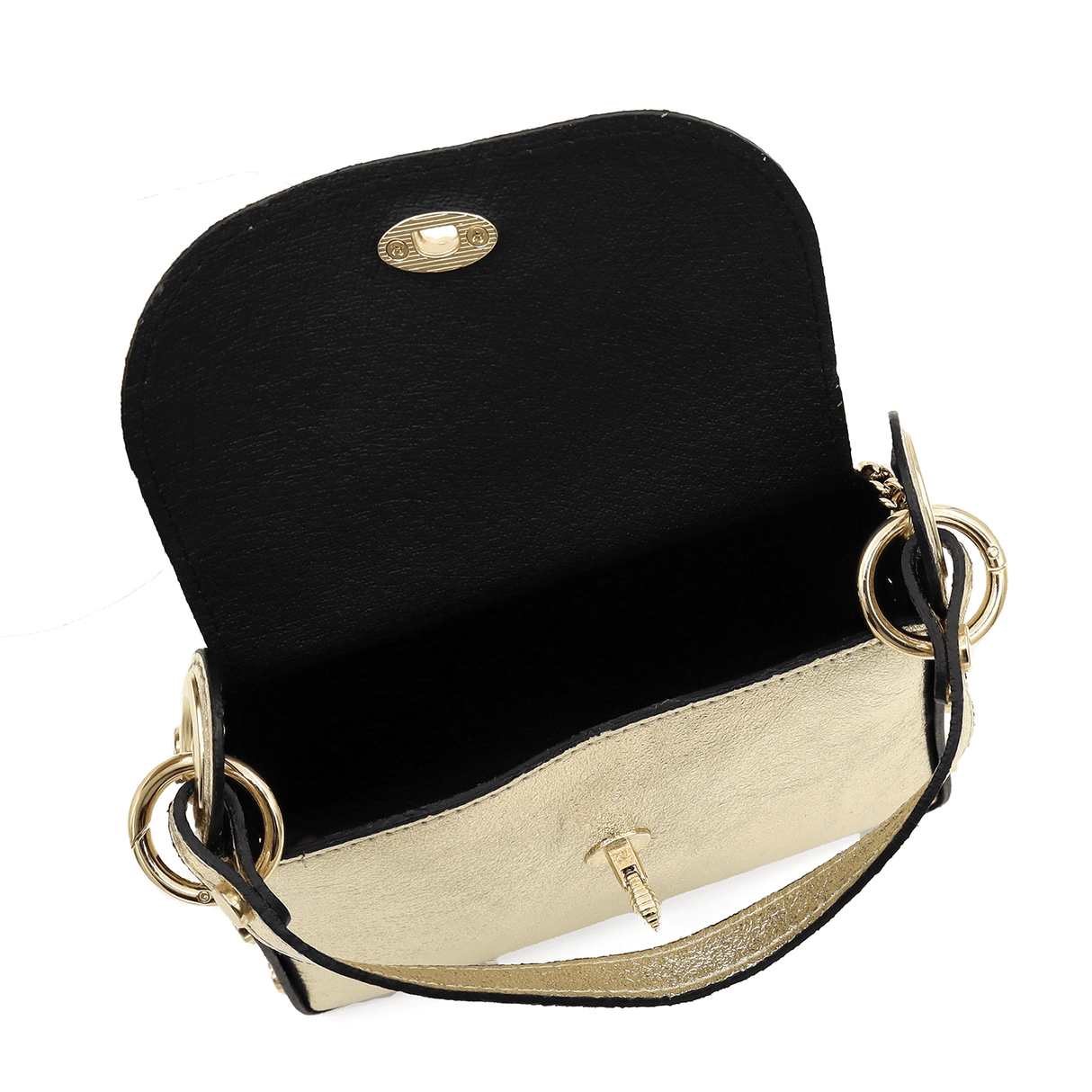 Női táska 2 fogantyúval természetes bőrből Alena - arany