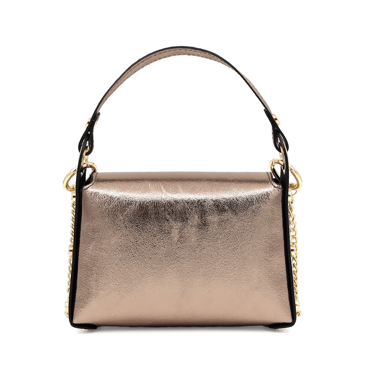 Női táska 2 fogantyúval, természetes bőrből, Alena - fémes barna