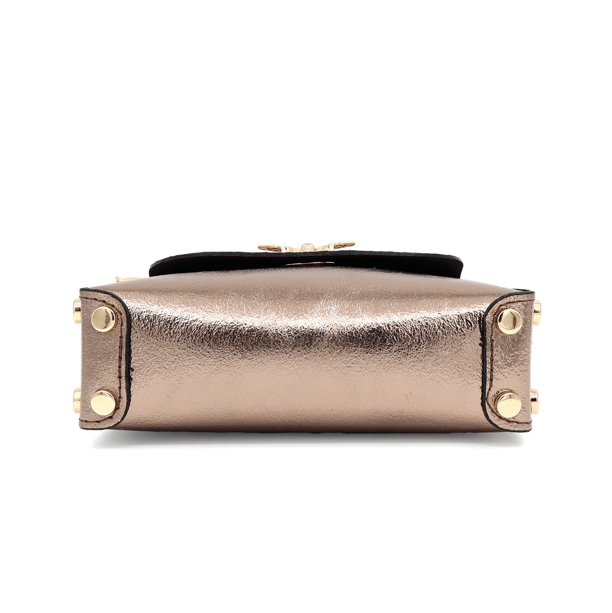 Női táska 2 fogantyúval, természetes bőrből, Alena - fémes barna