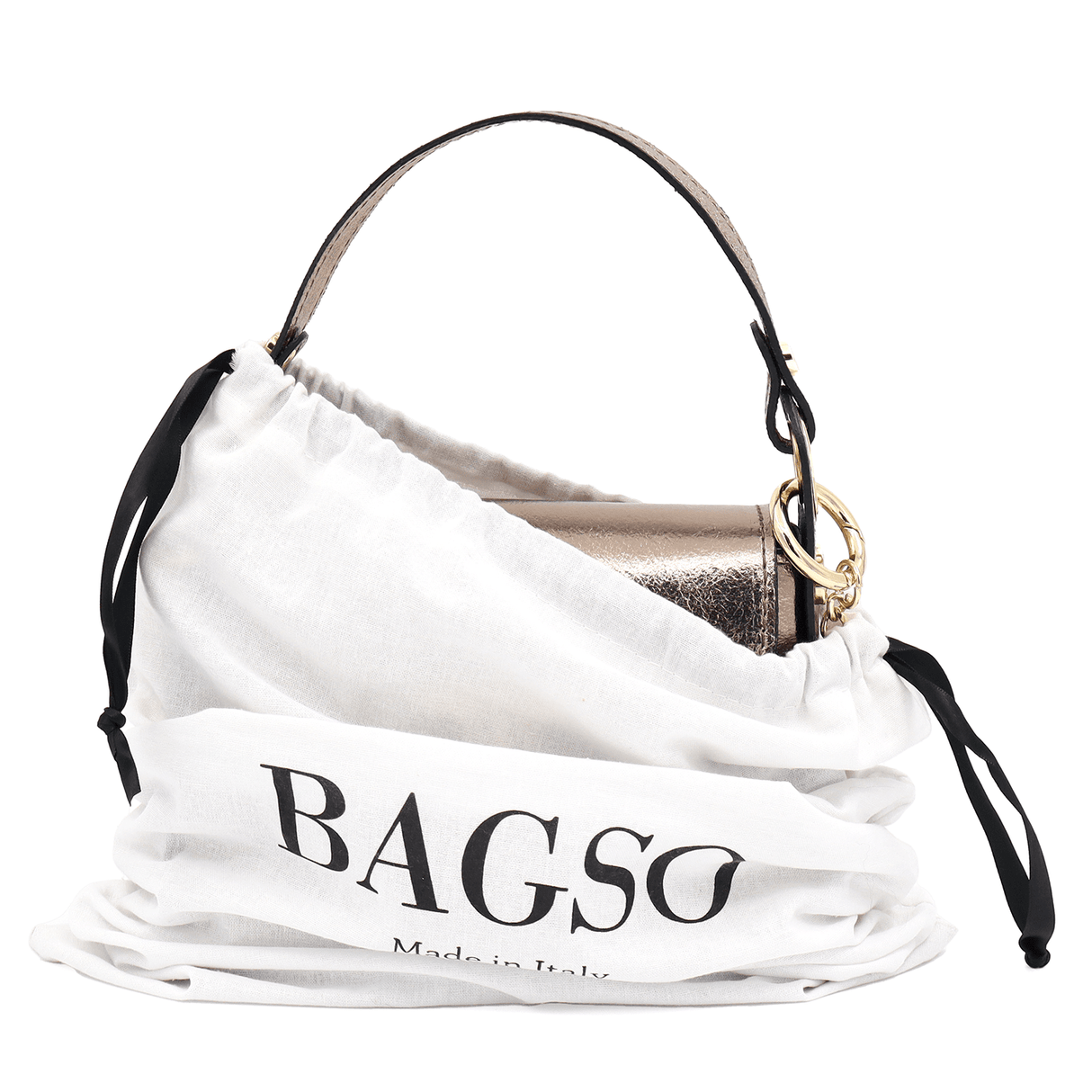 Női táska 2 fogantyúval, természetes bőrből, Alena - fémes barna