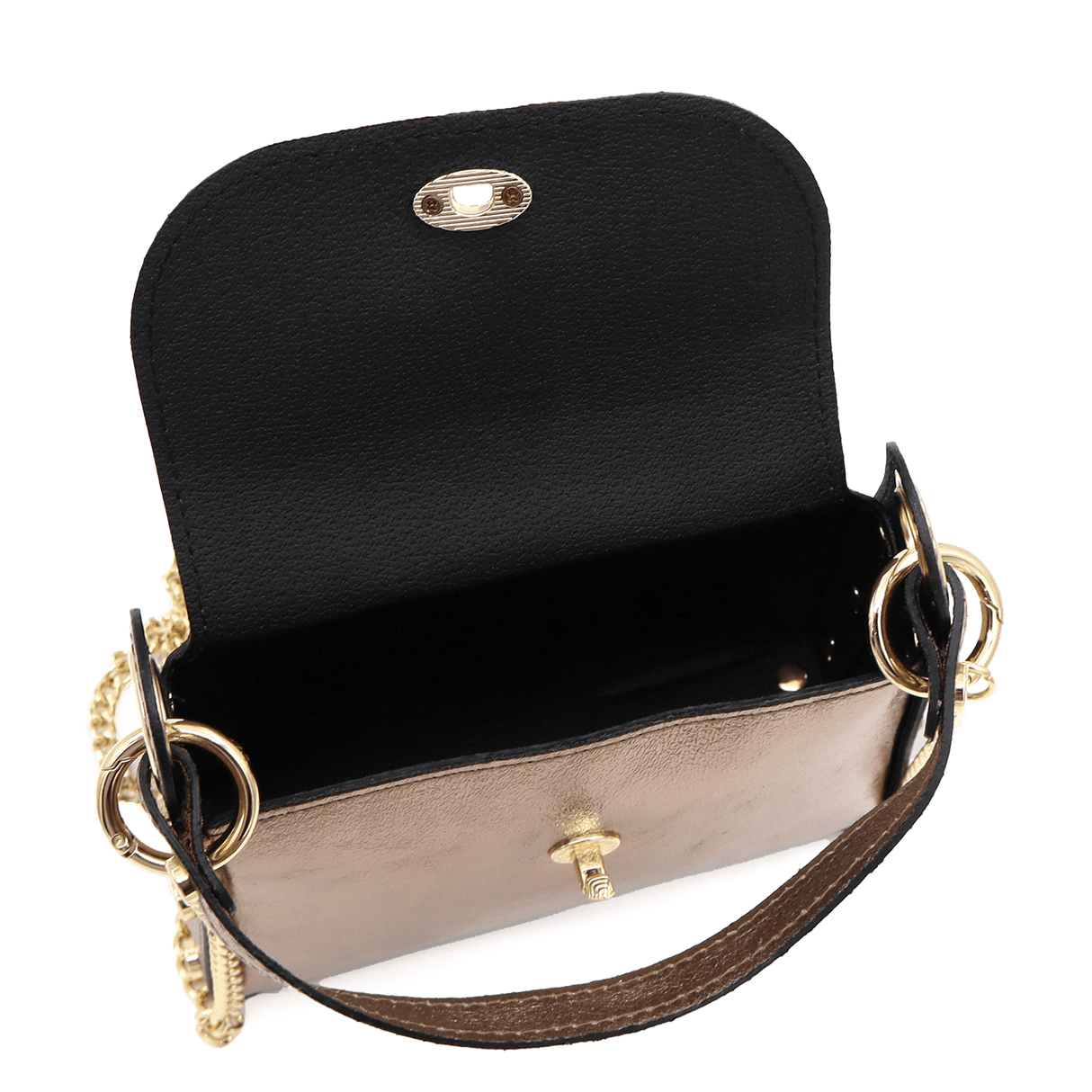 Női táska 2 fogantyúval, természetes bőrből, Alena - fémes barna