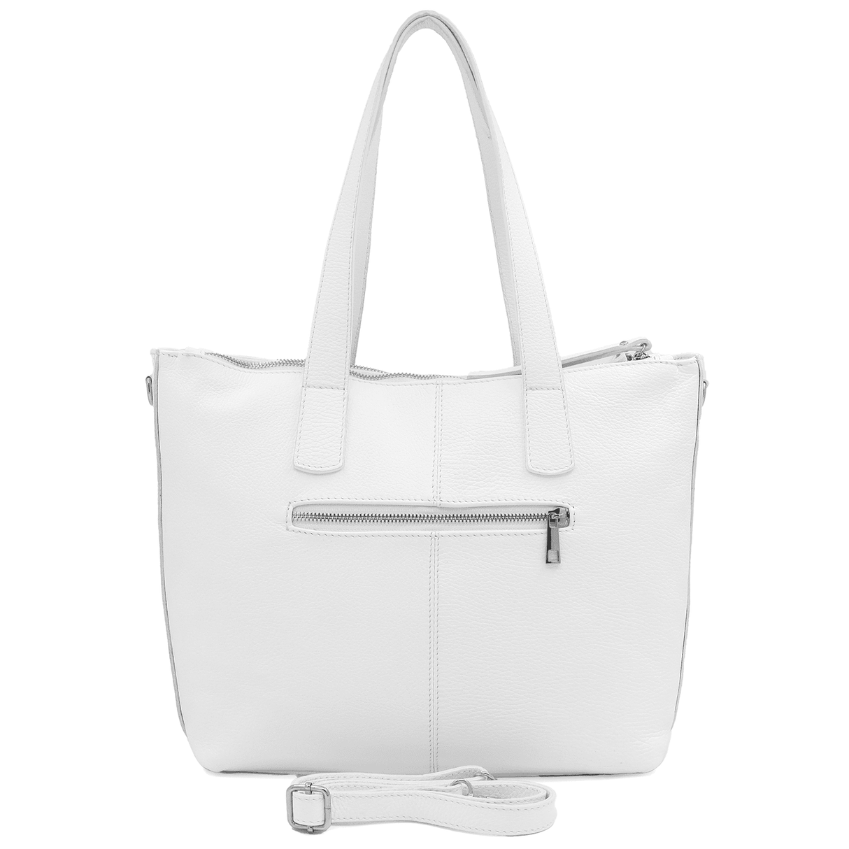 Nagy természetes bőr táska Tropea - fehér