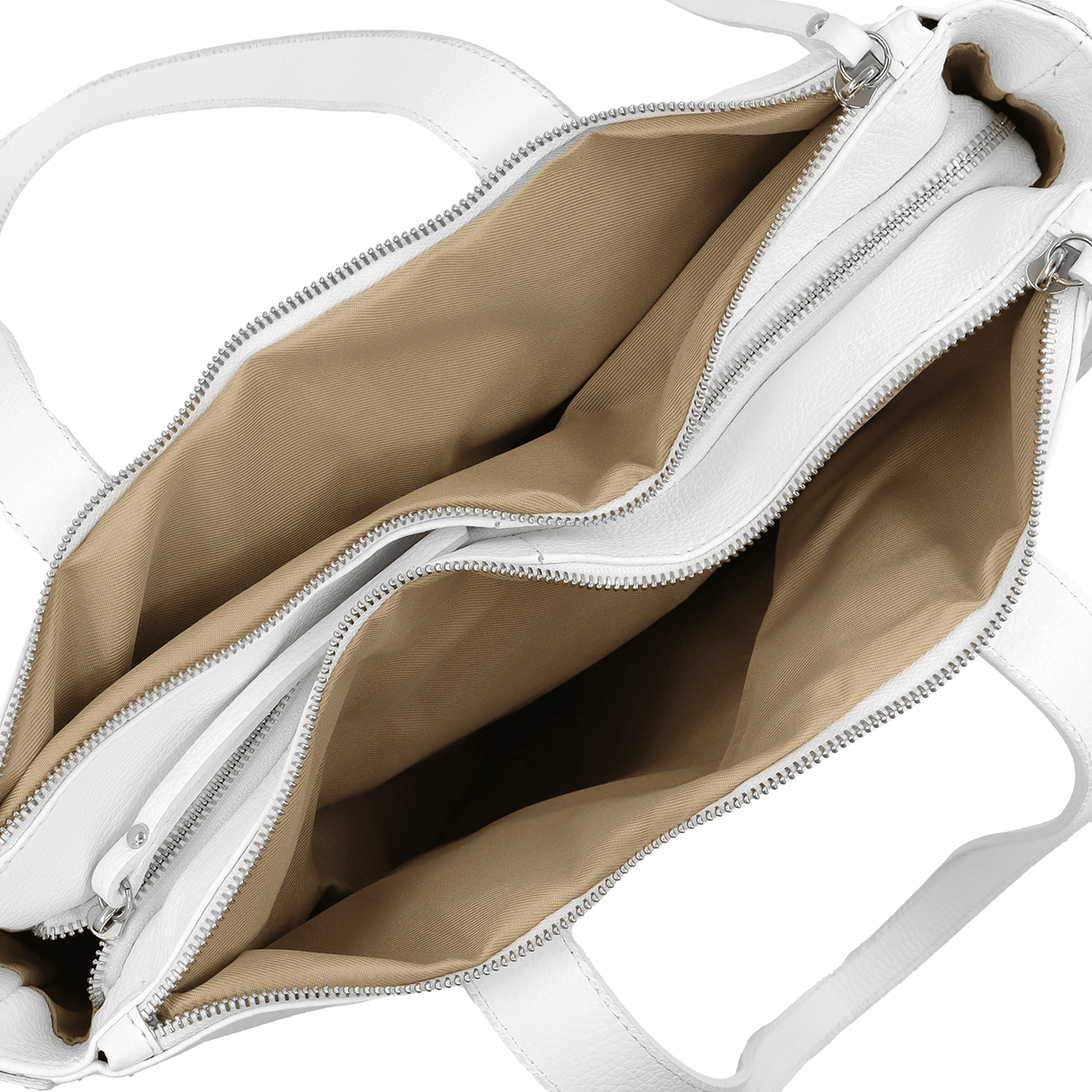 Nagy természetes bőr táska Tropea - fehér