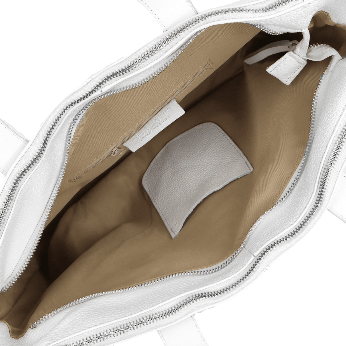 Nagy természetes bőr táska Tropea - fehér