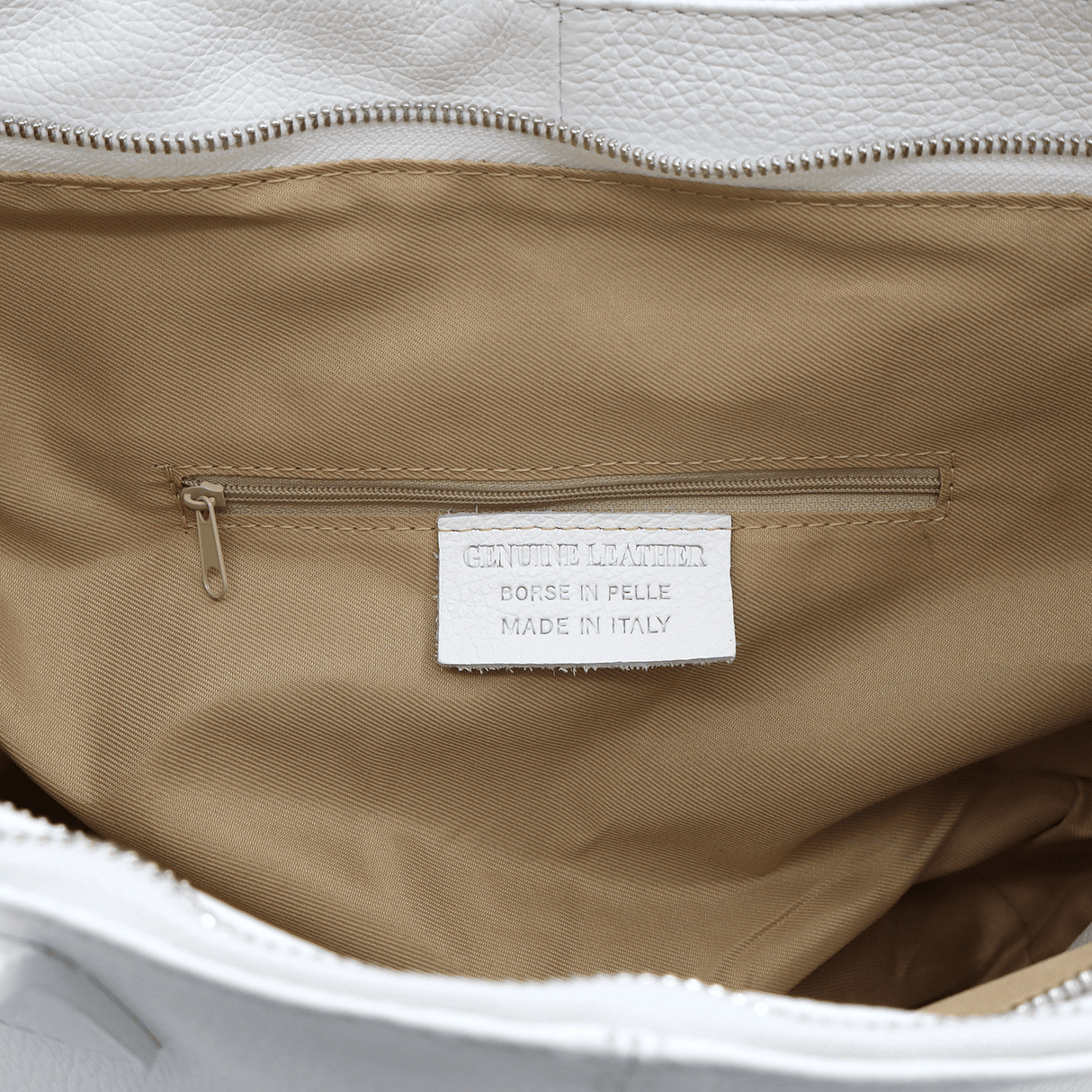 Nagy természetes bőr táska Tropea - fehér