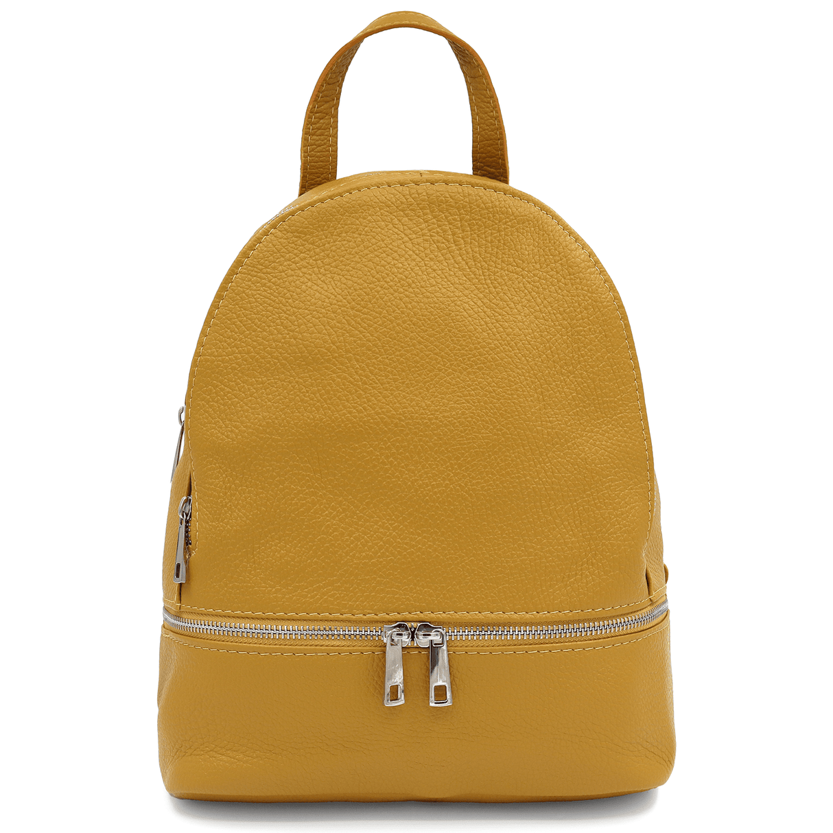 Női hátizsák természetes bőrből Linda - mustársárga