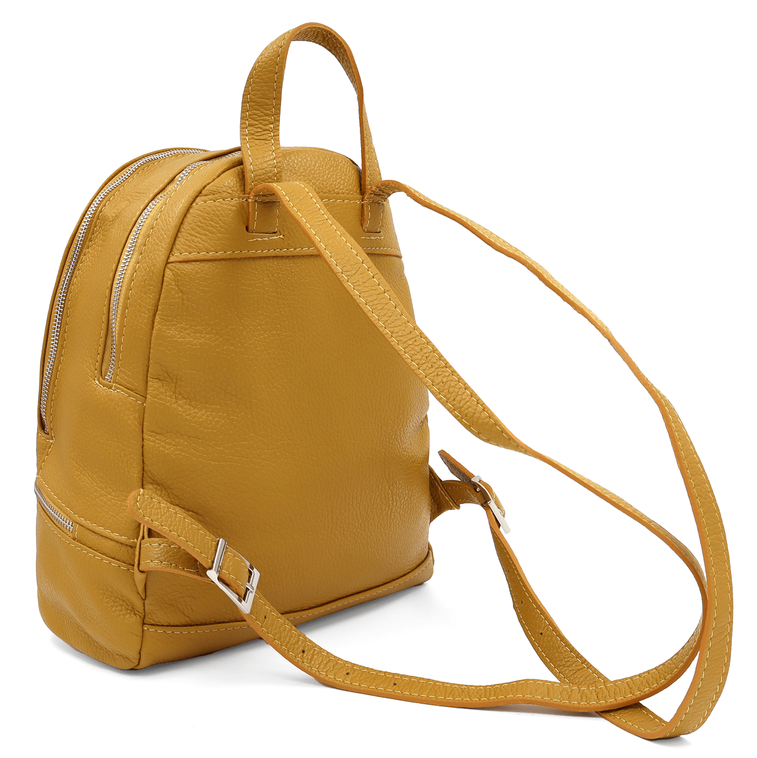 Női hátizsák természetes bőrből Linda - mustársárga