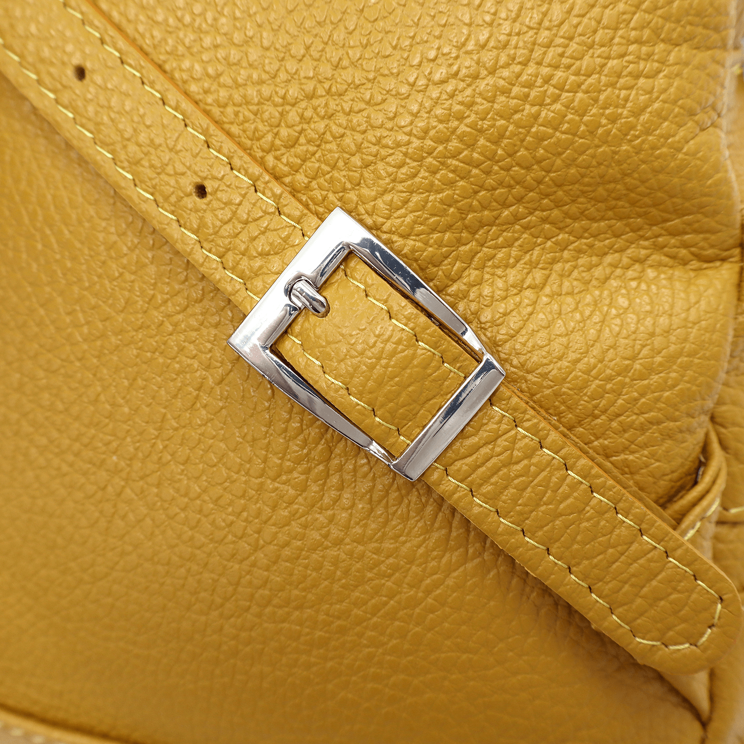 Női hátizsák természetes bőrből Linda - mustársárga