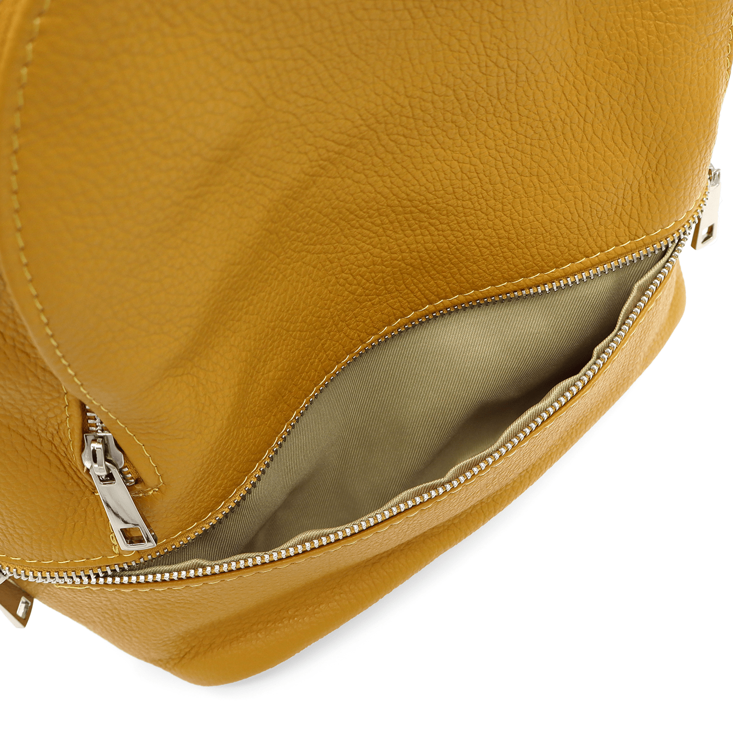 Női hátizsák természetes bőrből Linda - mustársárga