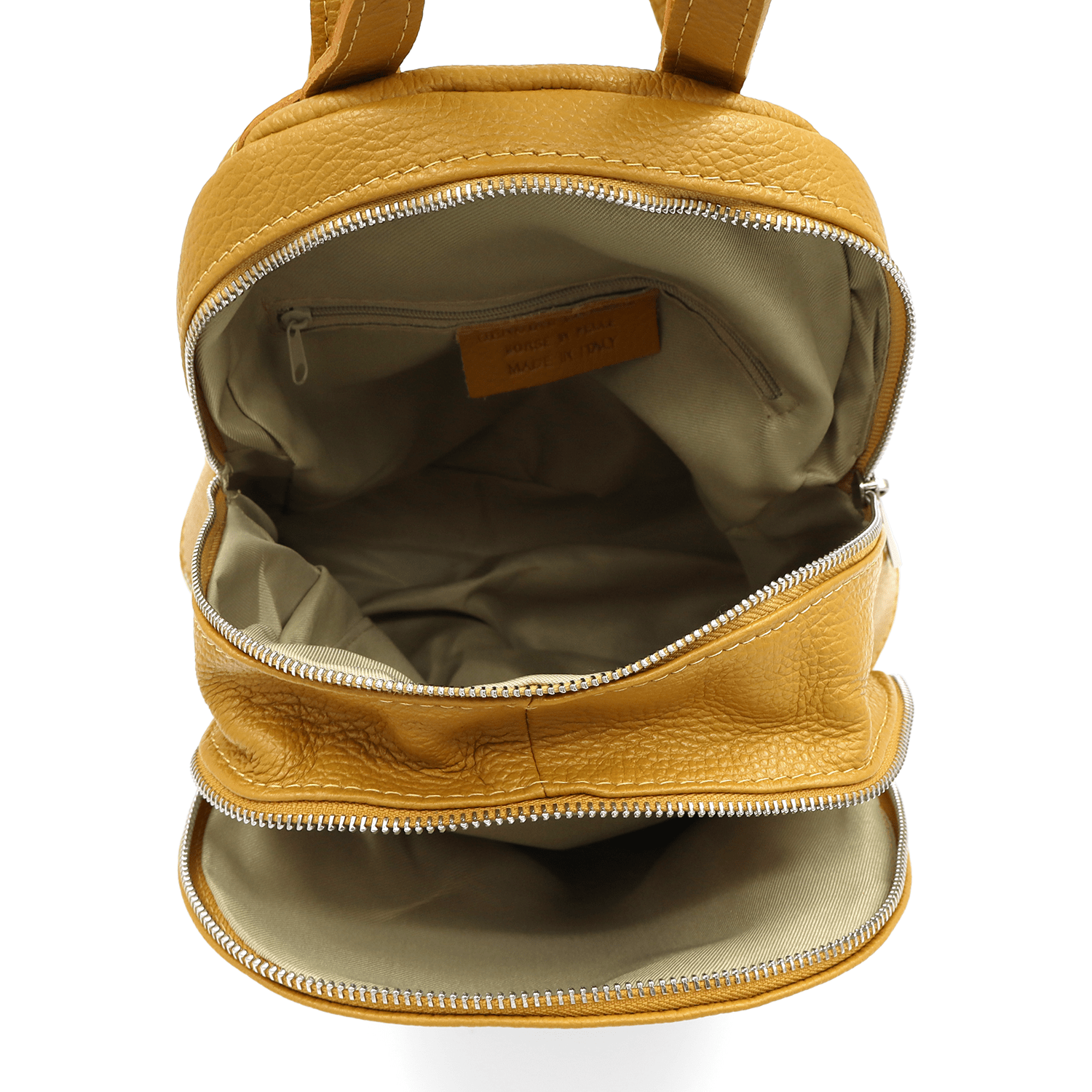 Női hátizsák természetes bőrből Linda - mustársárga