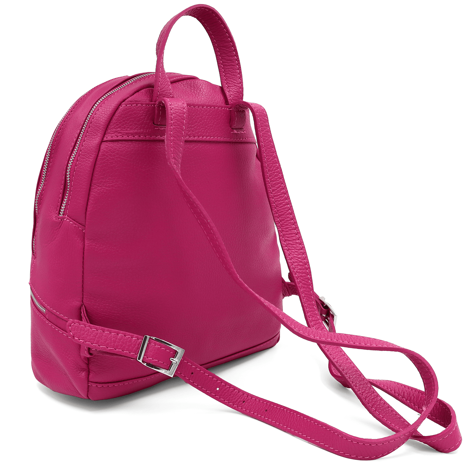 Női hátizsák természetes bőrből Linda - fukszia