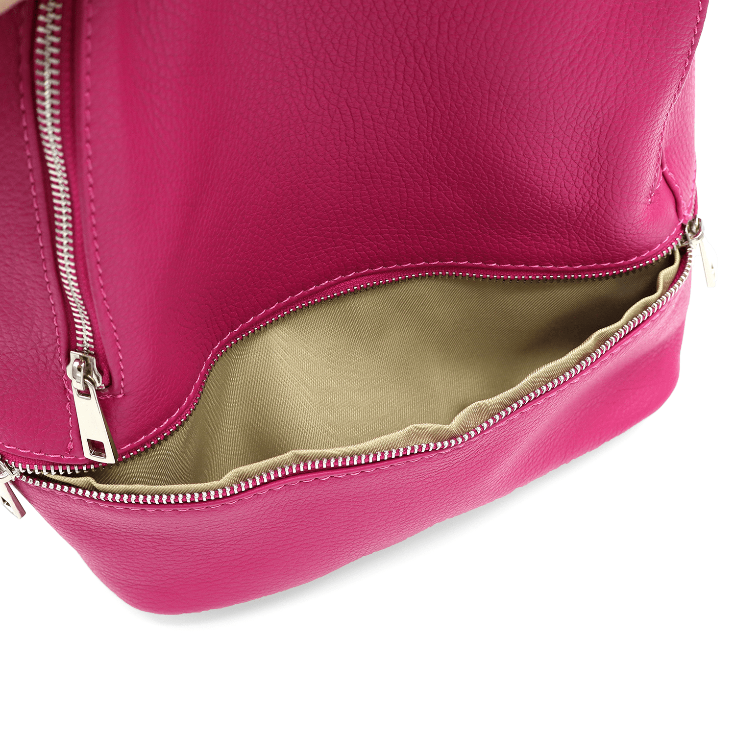 Női hátizsák természetes bőrből Linda - fukszia