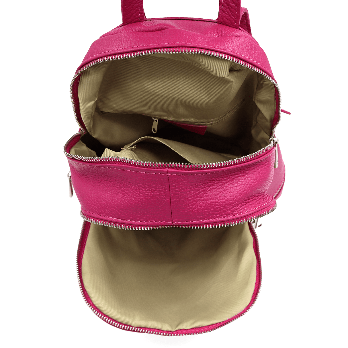 Női hátizsák természetes bőrből Linda - fukszia