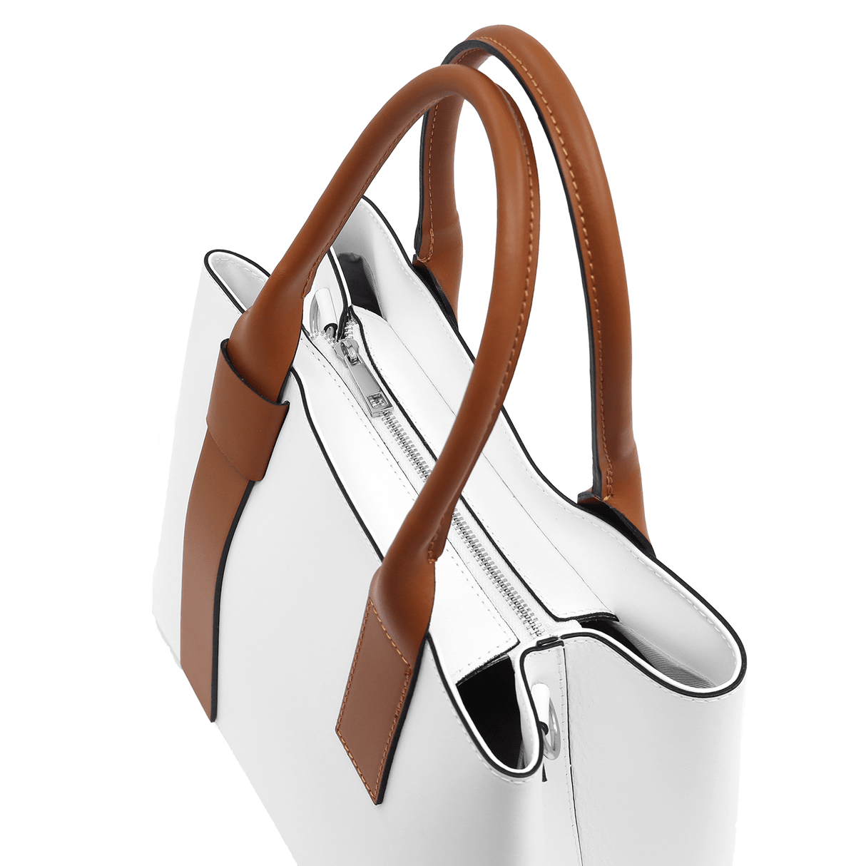 Női táska természetes bőrből Penelope - fehér