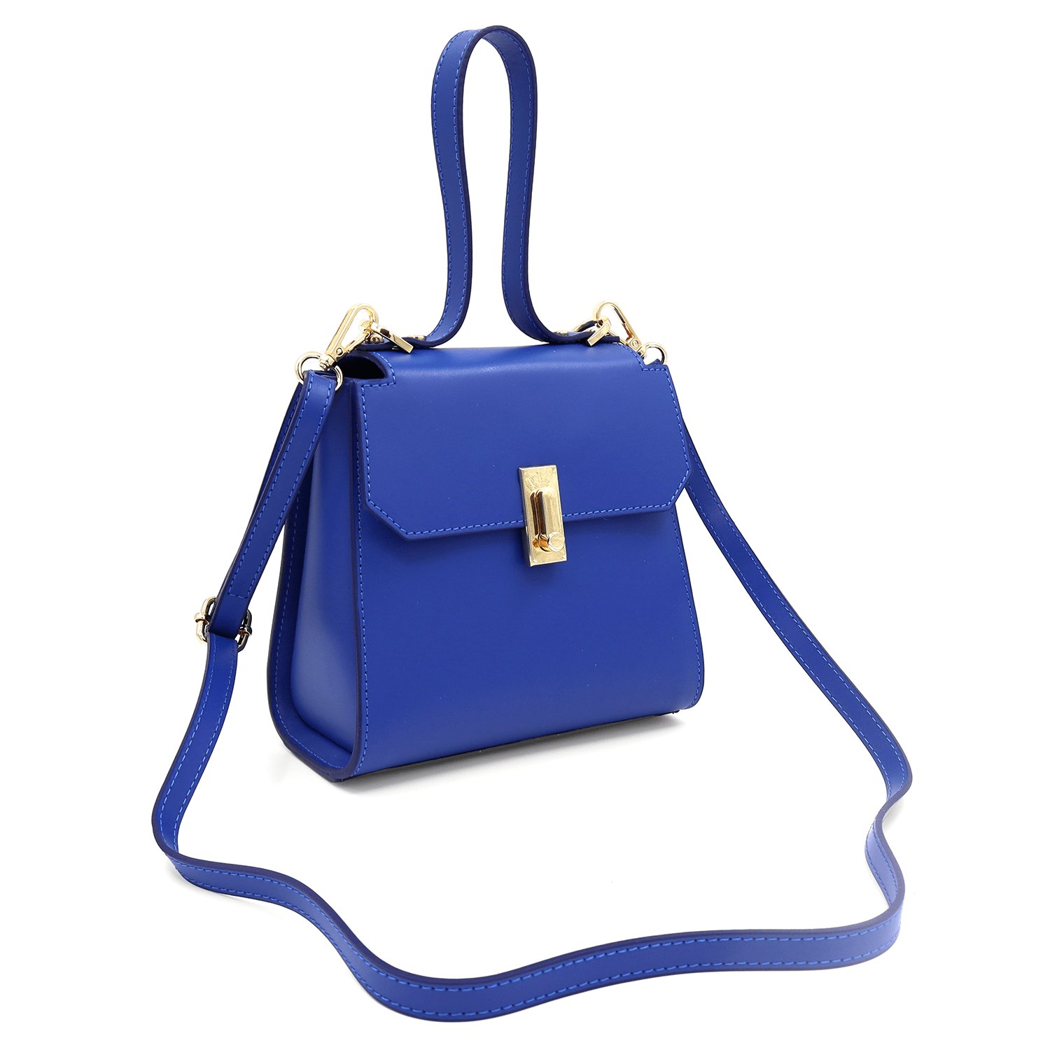 Veronica természetes bőr női táska - kék