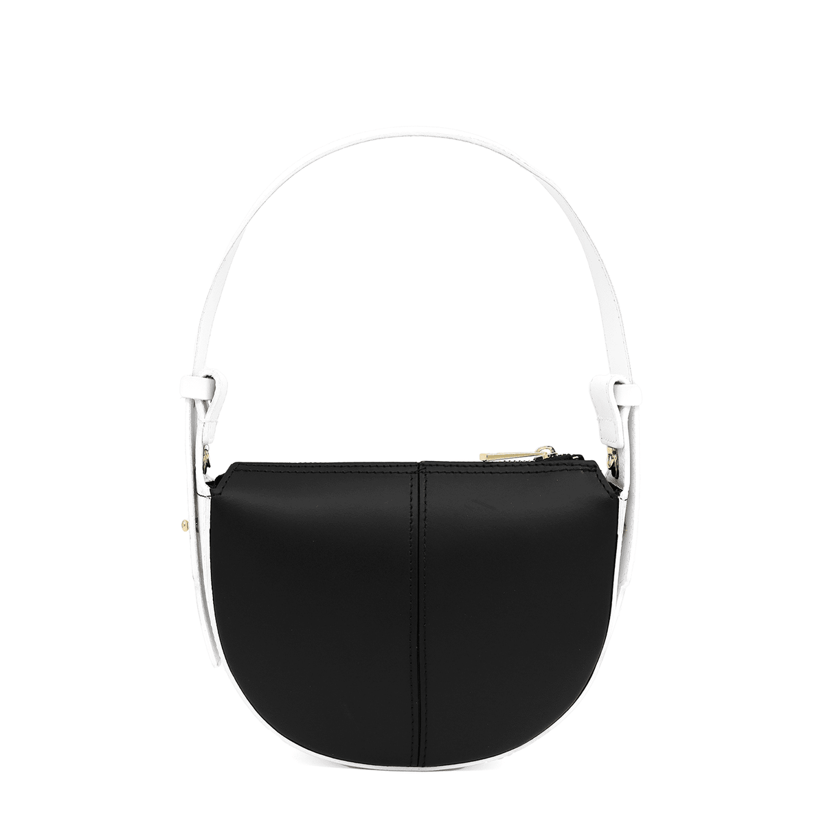 Válltáska 2 fogantyúval természetes bőrből Erica - fekete/fehér