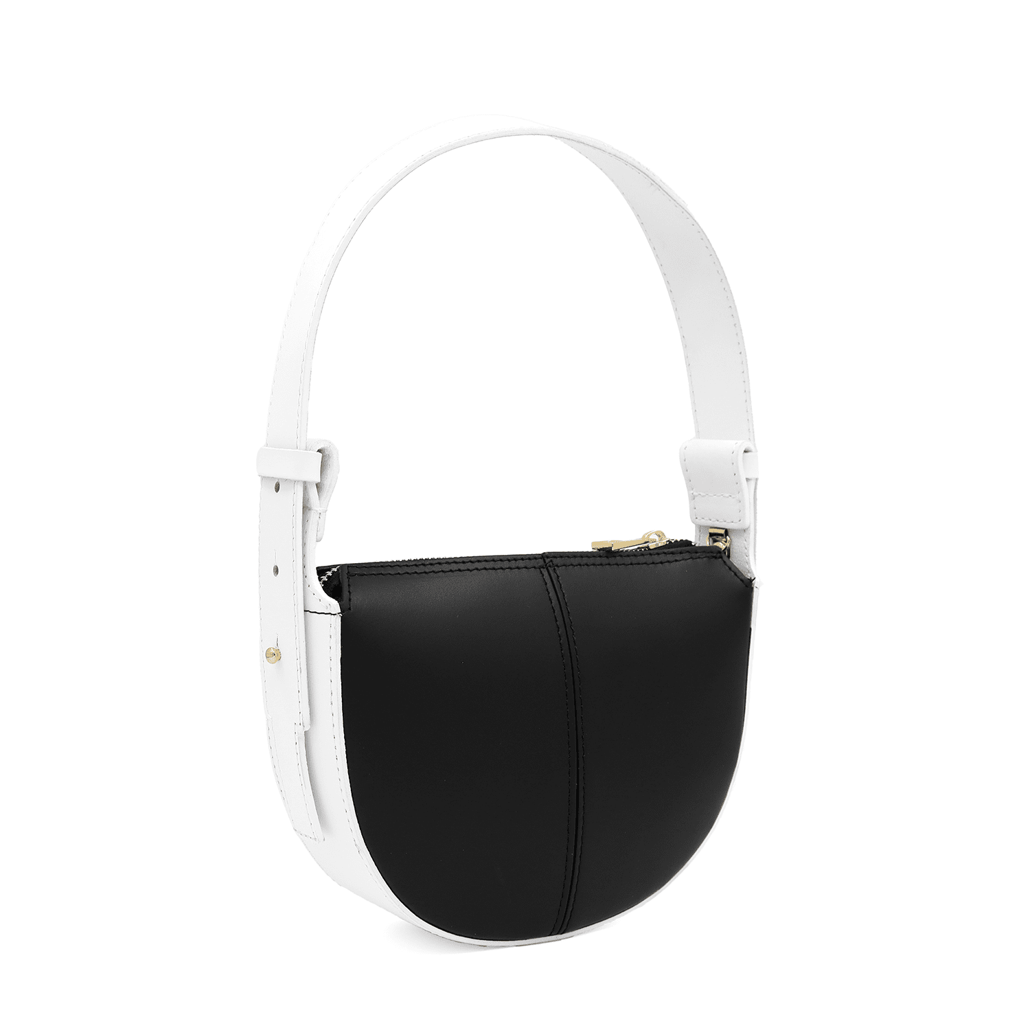 Válltáska 2 fogantyúval természetes bőrből Erica - fekete/fehér