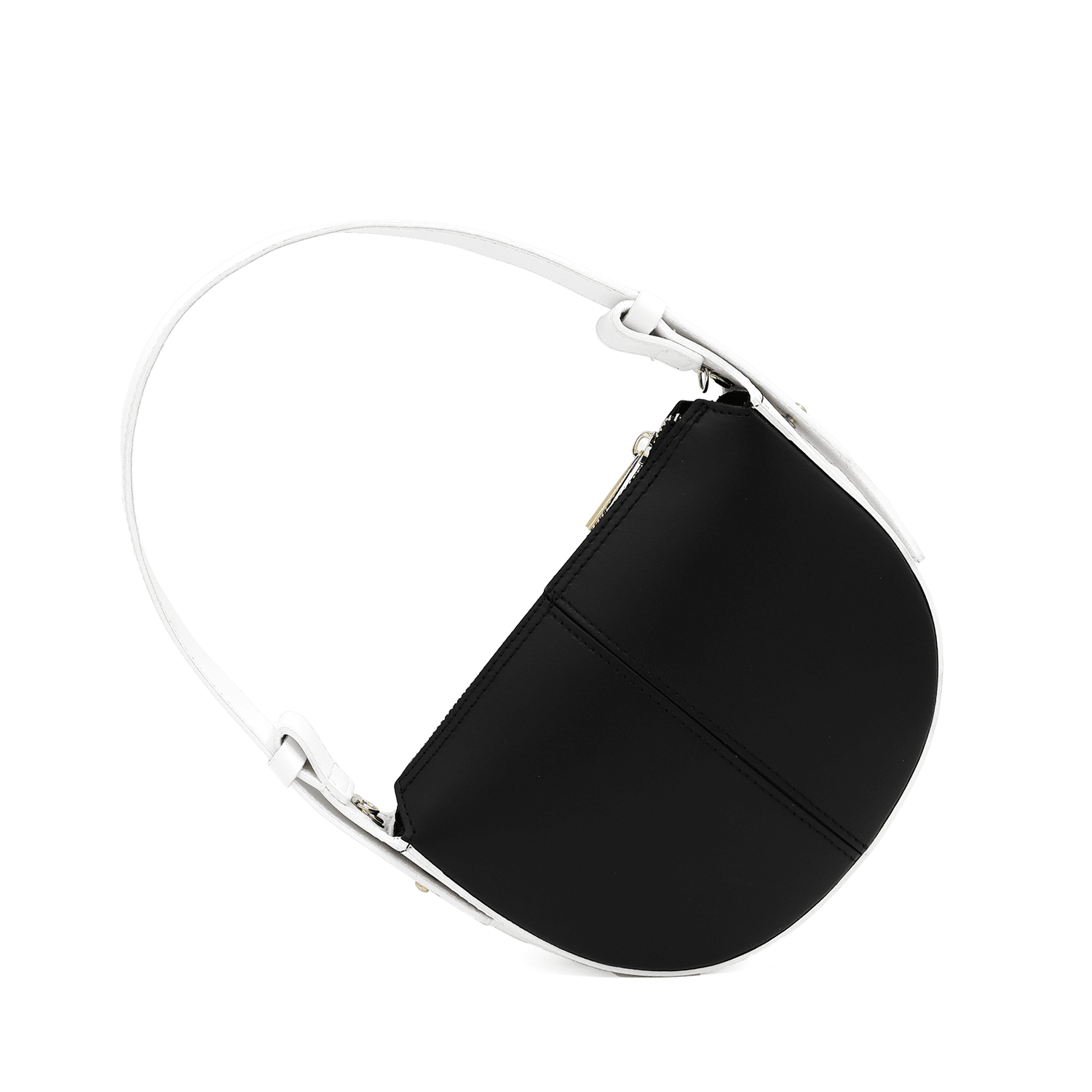 Válltáska 2 fogantyúval természetes bőrből Erica - fekete/fehér