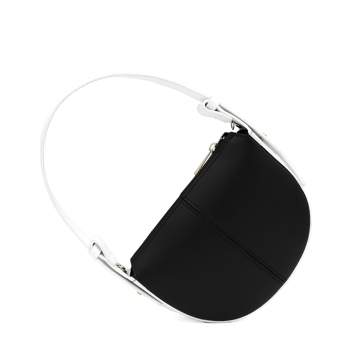 Válltáska 2 fogantyúval természetes bőrből Erica - fekete/fehér