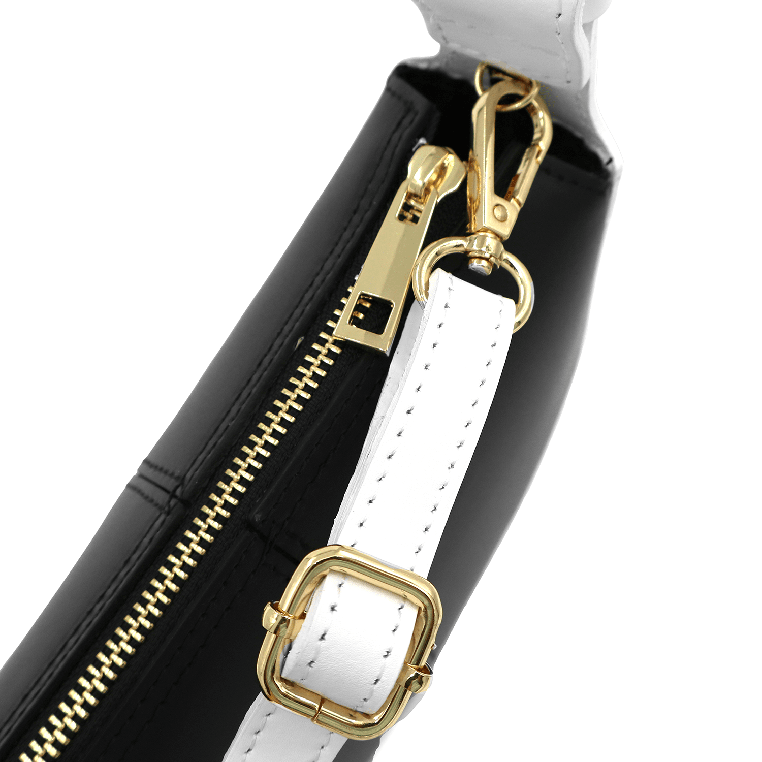 Válltáska 2 fogantyúval természetes bőrből Erica - fekete/fehér