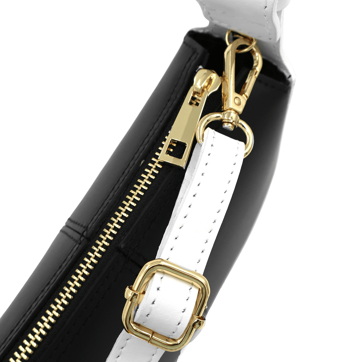 Válltáska 2 fogantyúval természetes bőrből Erica - fekete/fehér