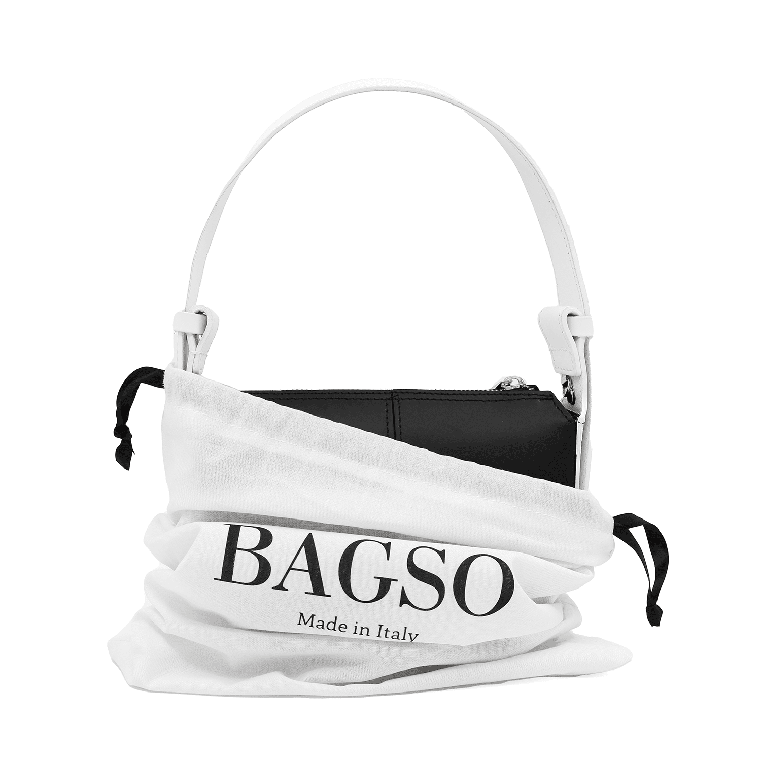 Válltáska 2 fogantyúval természetes bőrből Erica - fekete/fehér