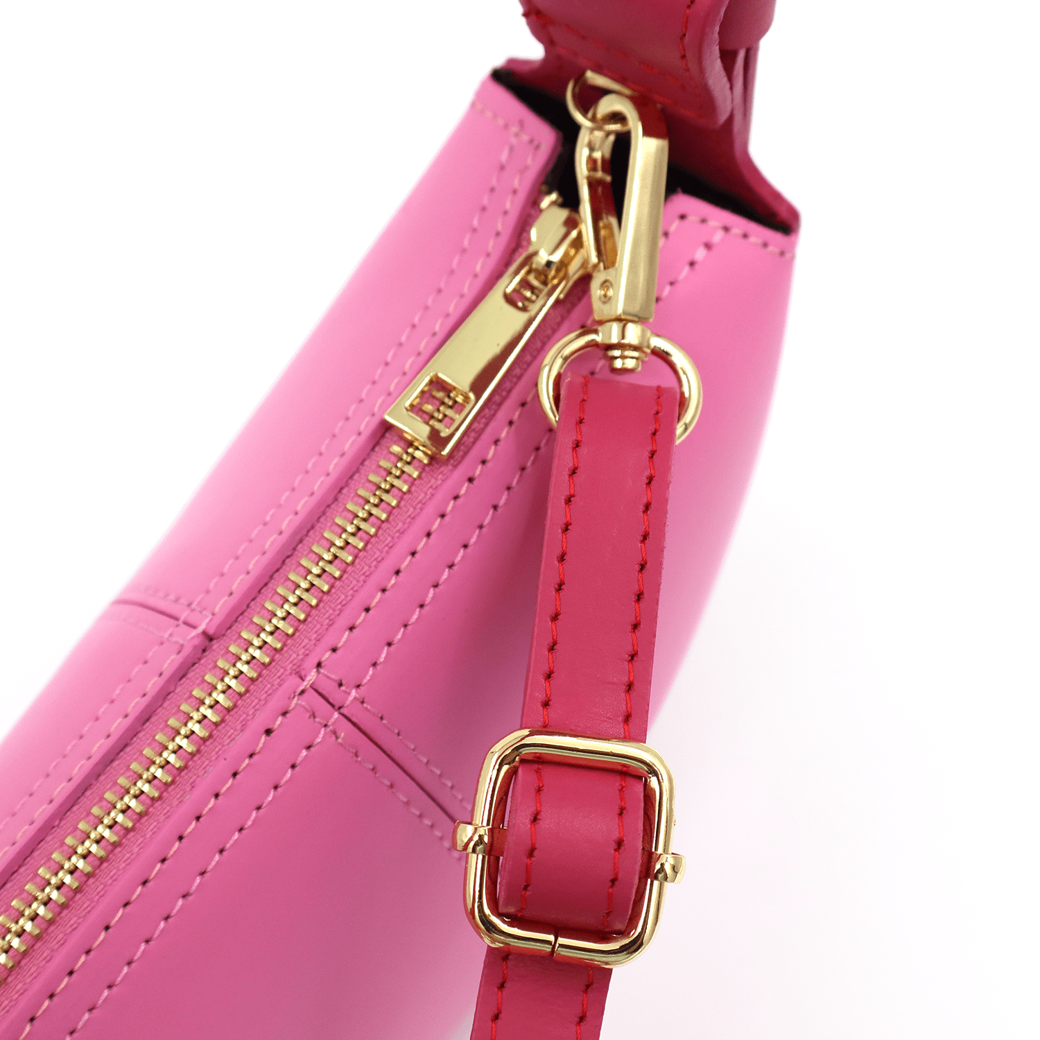 Válltáska 2 fogantyúval természetes bőrből Erica - rózsaszín/fukszia