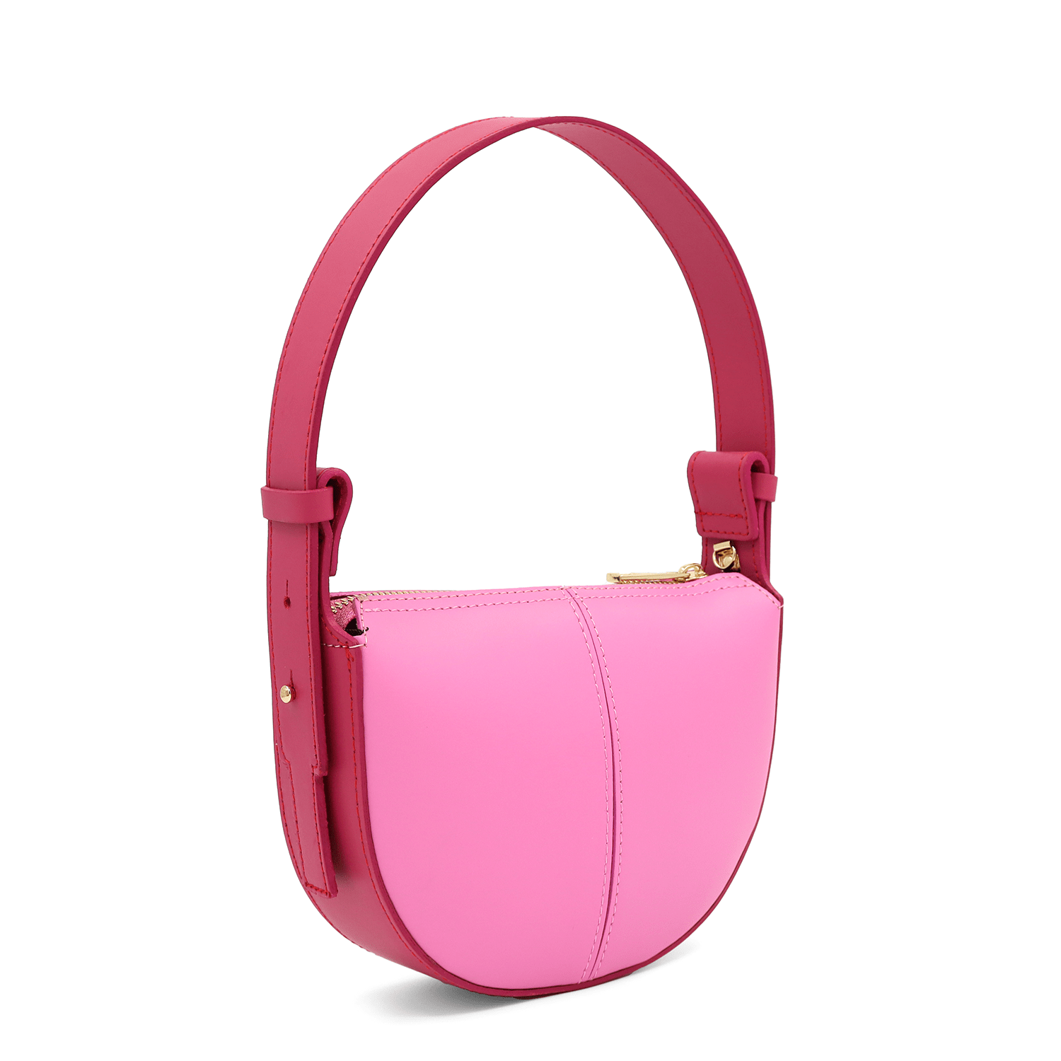 Válltáska 2 fogantyúval természetes bőrből Erica - rózsaszín/fukszia