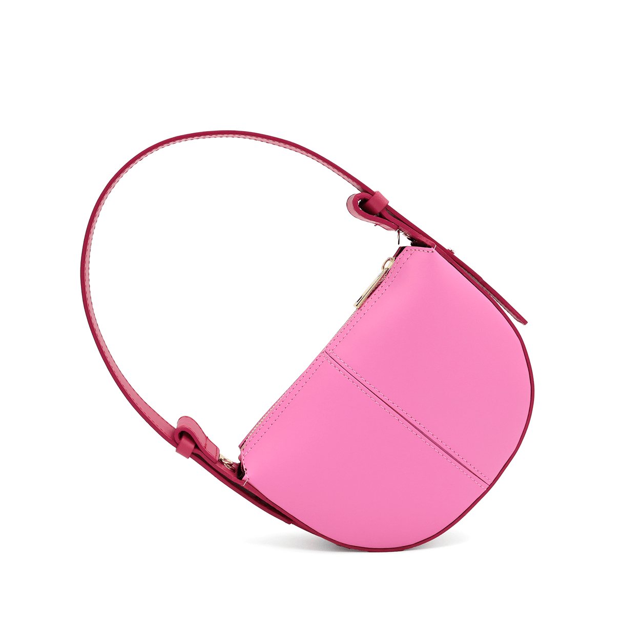Válltáska 2 fogantyúval természetes bőrből Erica - rózsaszín/fukszia