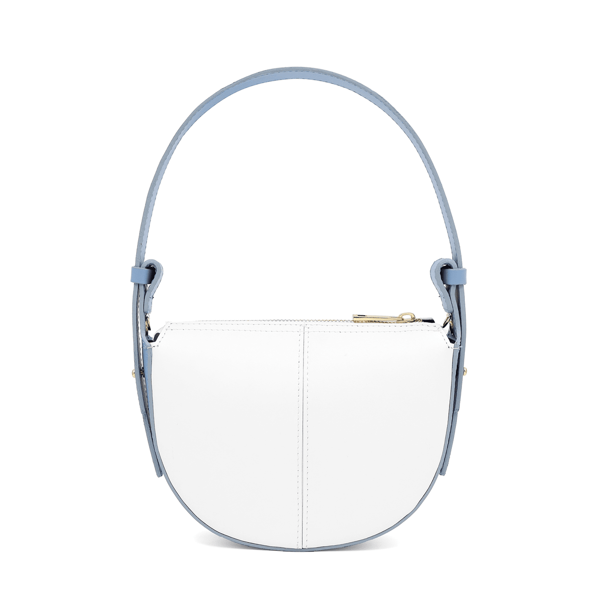 Válltáska 2 fogantyúval természetes bőrből Erica - fehér/világoskék