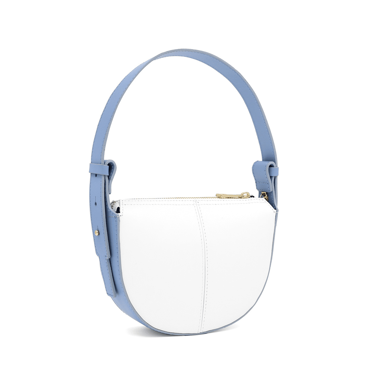Válltáska 2 fogantyúval természetes bőrből Erica - fehér/világoskék