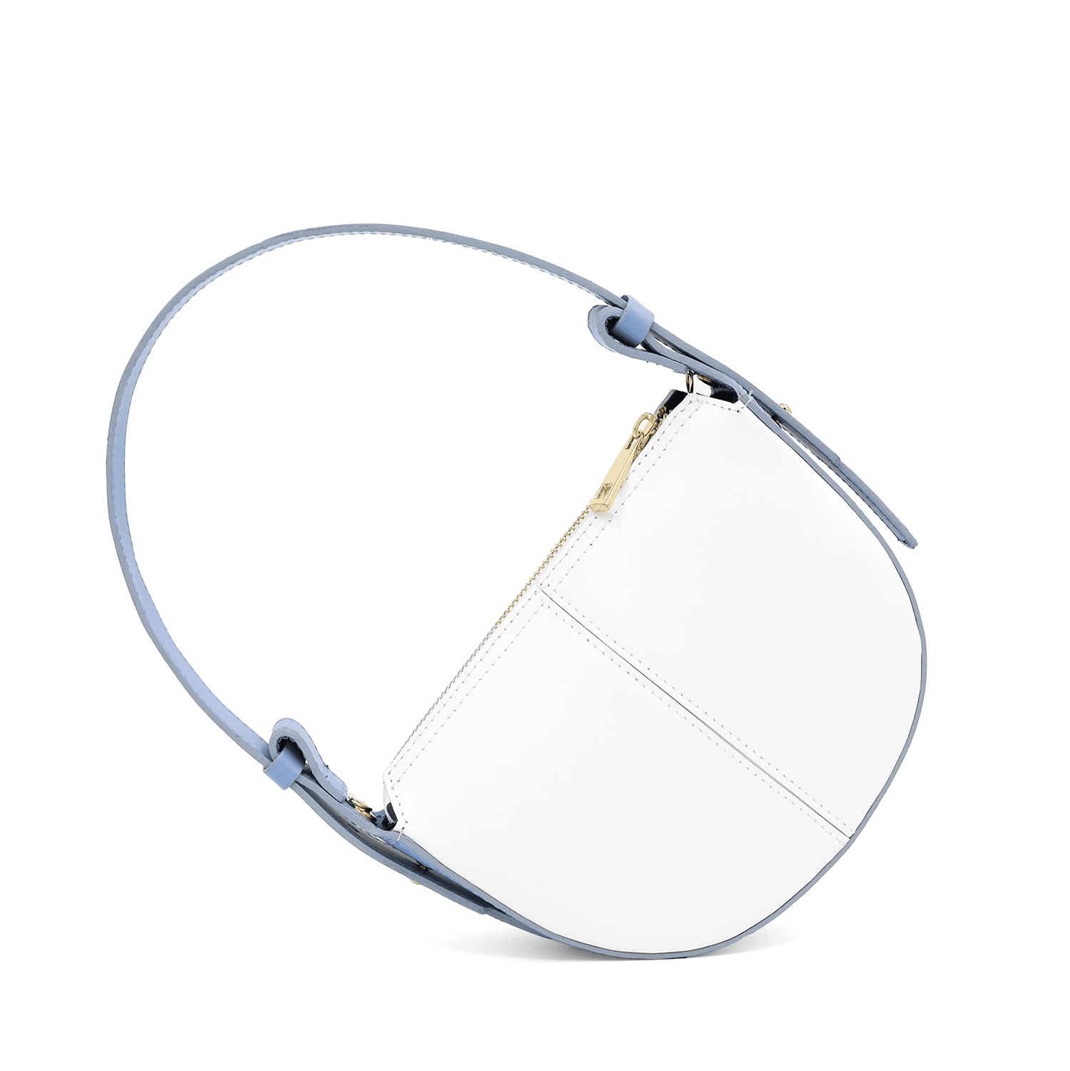 Válltáska 2 fogantyúval természetes bőrből Erica - fehér/világoskék