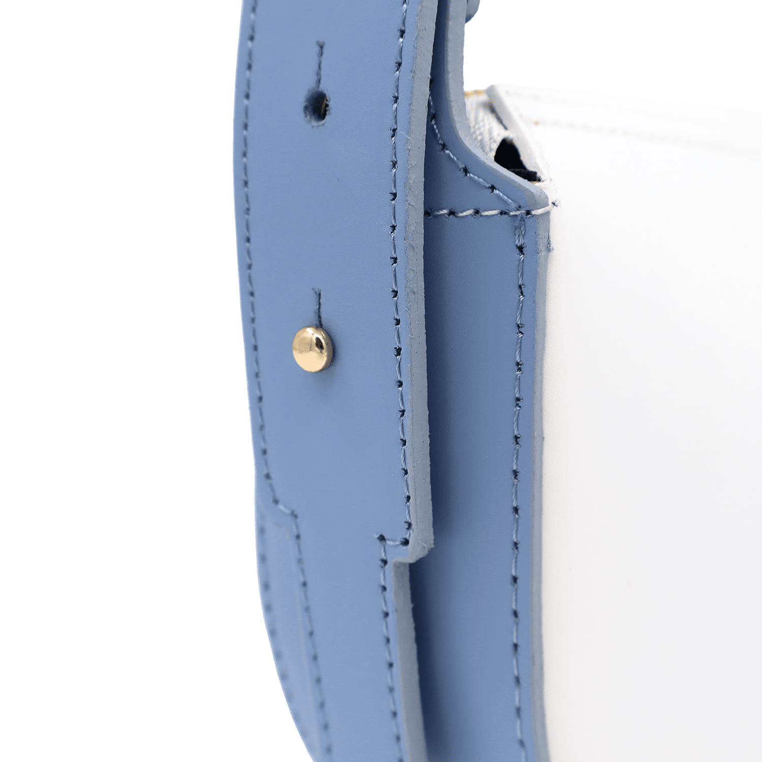 Válltáska 2 fogantyúval természetes bőrből Erica - fehér/világoskék