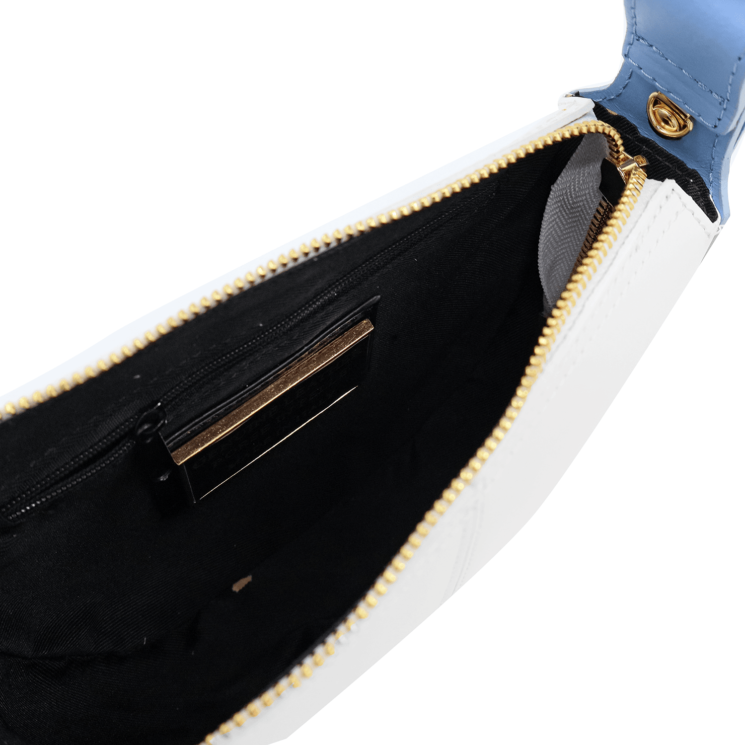 Válltáska 2 fogantyúval természetes bőrből Erica - fehér/világoskék