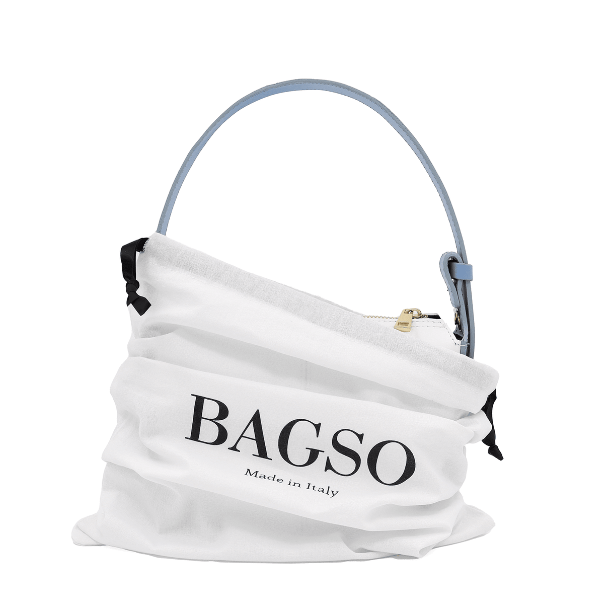 Válltáska 2 fogantyúval természetes bőrből Erica - fehér/világoskék