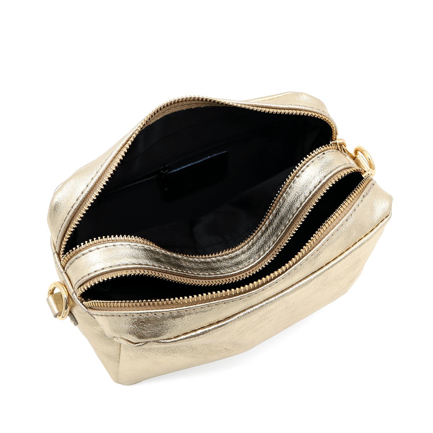 Természetes bőr válltáska 2 fogantyúval - arany színű