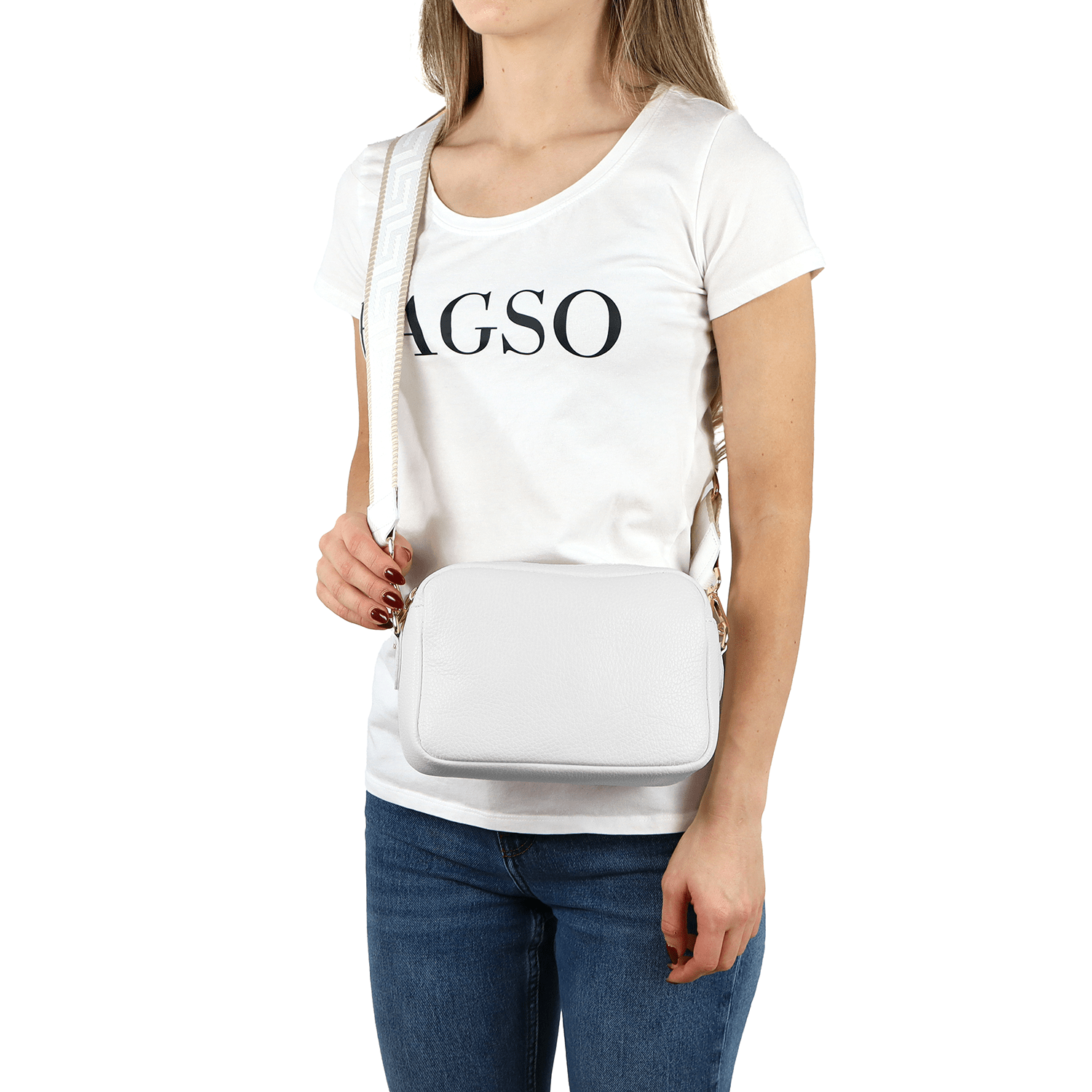 Természetes bőr válltáska 2 fülledékkel - fémes barna