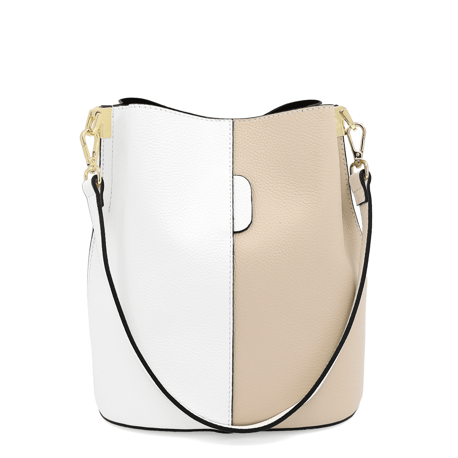 Női táska természetes bőrből, 2 fogantyúval Alba - fehér/bézs