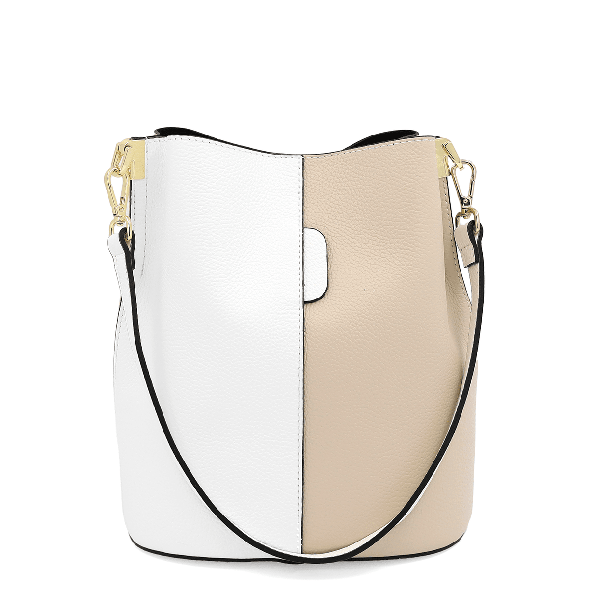 Női táska természetes bőrből, 2 fogantyúval Alba - fehér/bézs