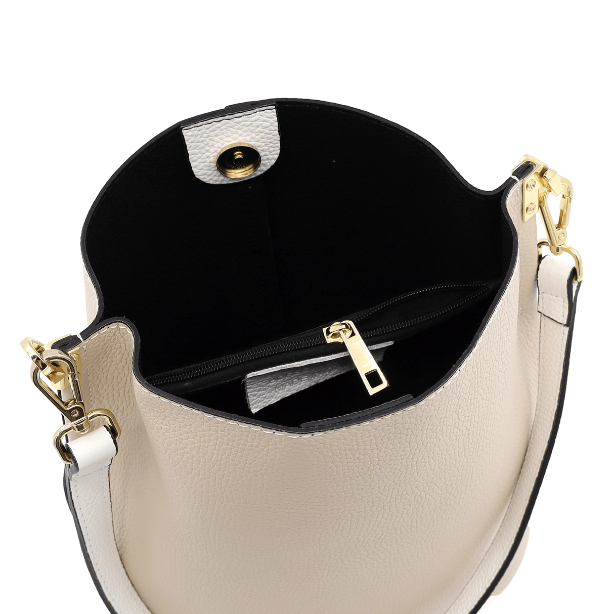 Női táska természetes bőrből, 2 fogantyúval Alba - fehér/bézs