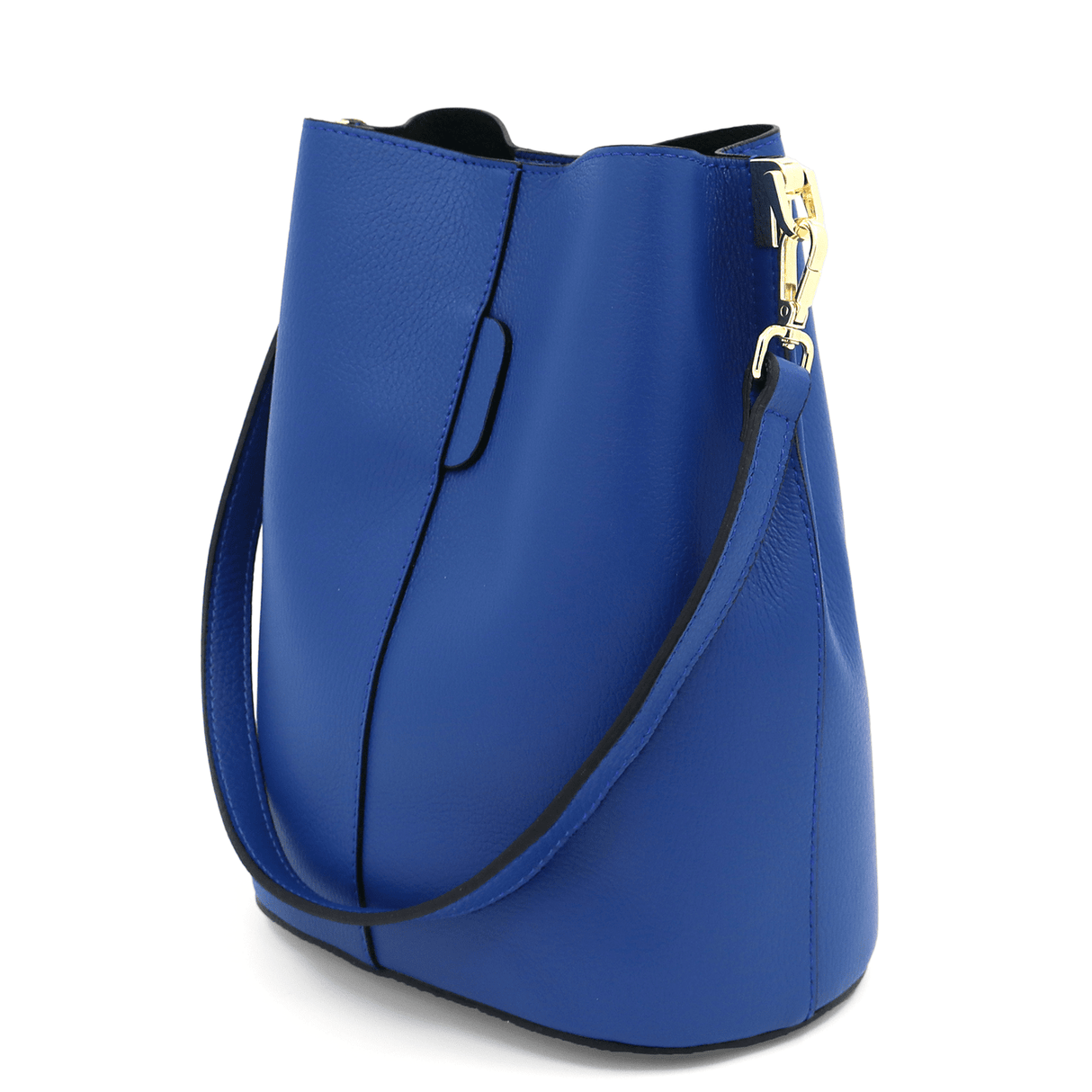 Női táska természetes bőrből, 2 fogantyúval Alba - sötétkék