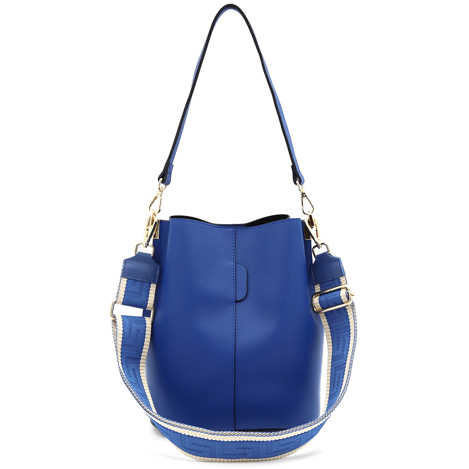 Női táska természetes bőrből, 2 fogantyúval Alba - sötétkék