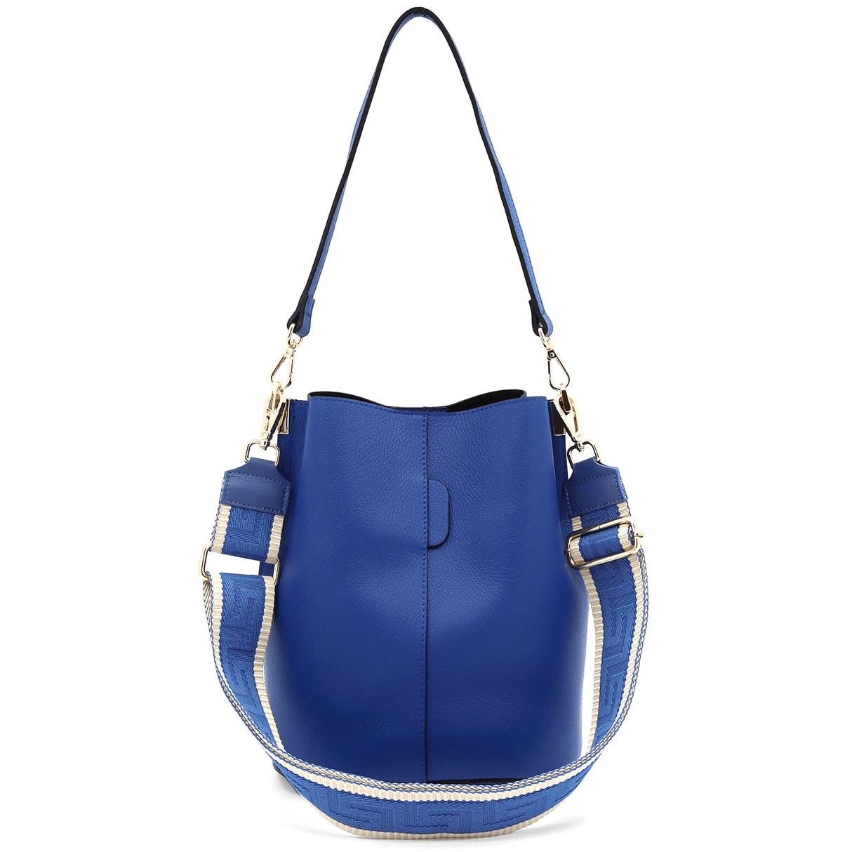 Női táska természetes bőrből, 2 fogantyúval Alba - sötétkék