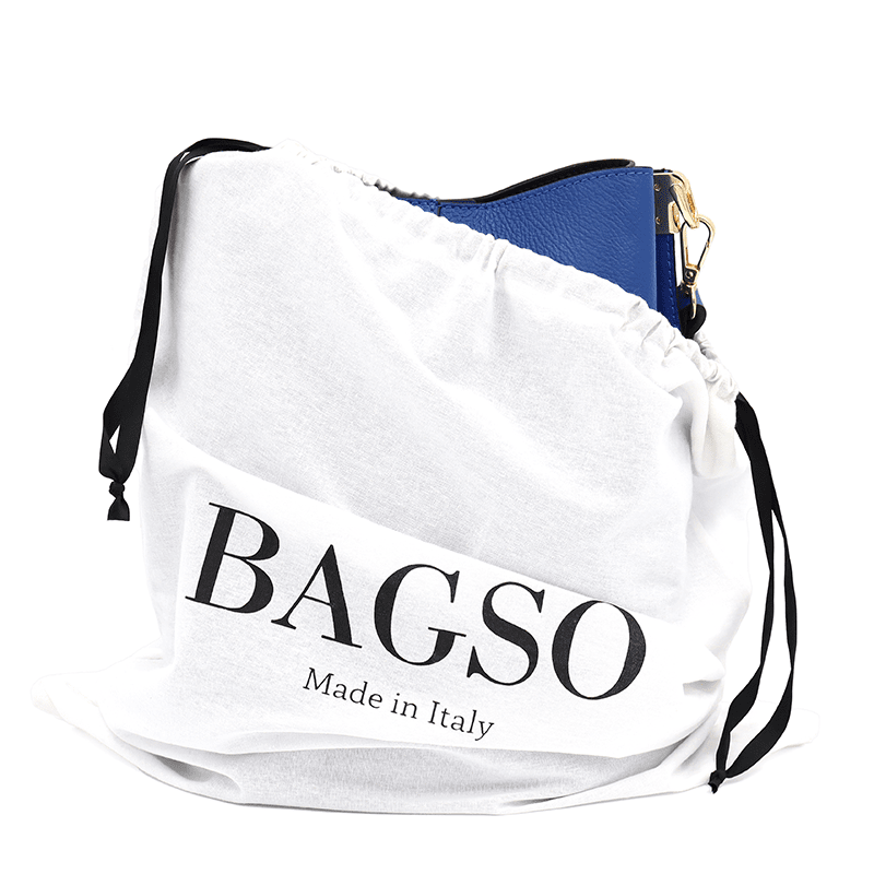 Női táska természetes bőrből, 2 fogantyúval Alba - sötétkék