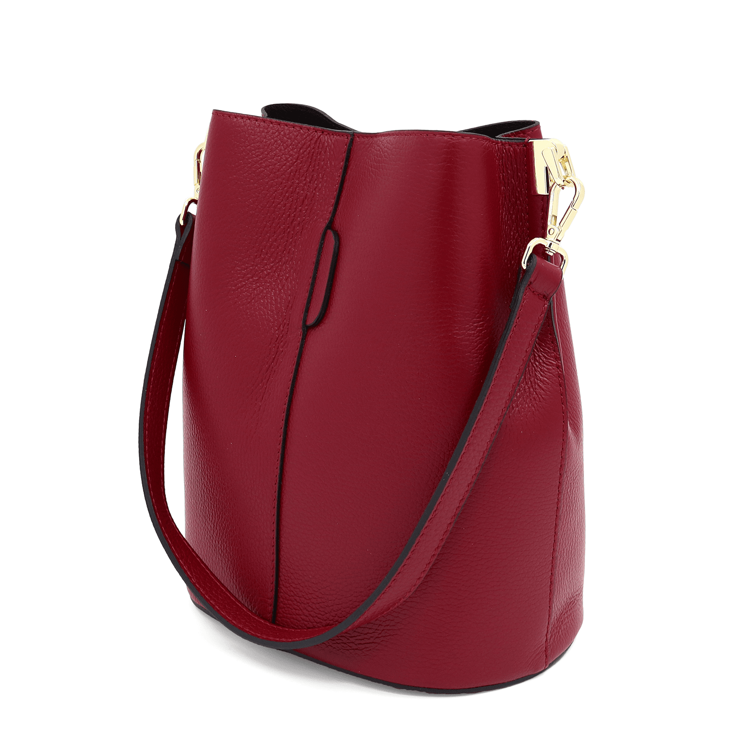 Női táska természetes bőrből, 2 fogantyúval Alba - sötétvörös