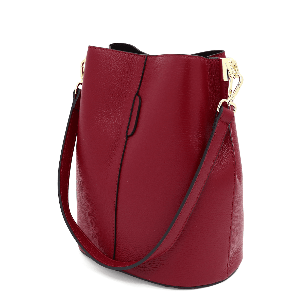 Női táska természetes bőrből, 2 fogantyúval Alba - sötétvörös
