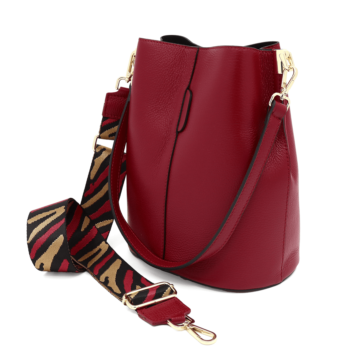 Női táska természetes bőrből, 2 fogantyúval Alba - sötétvörös