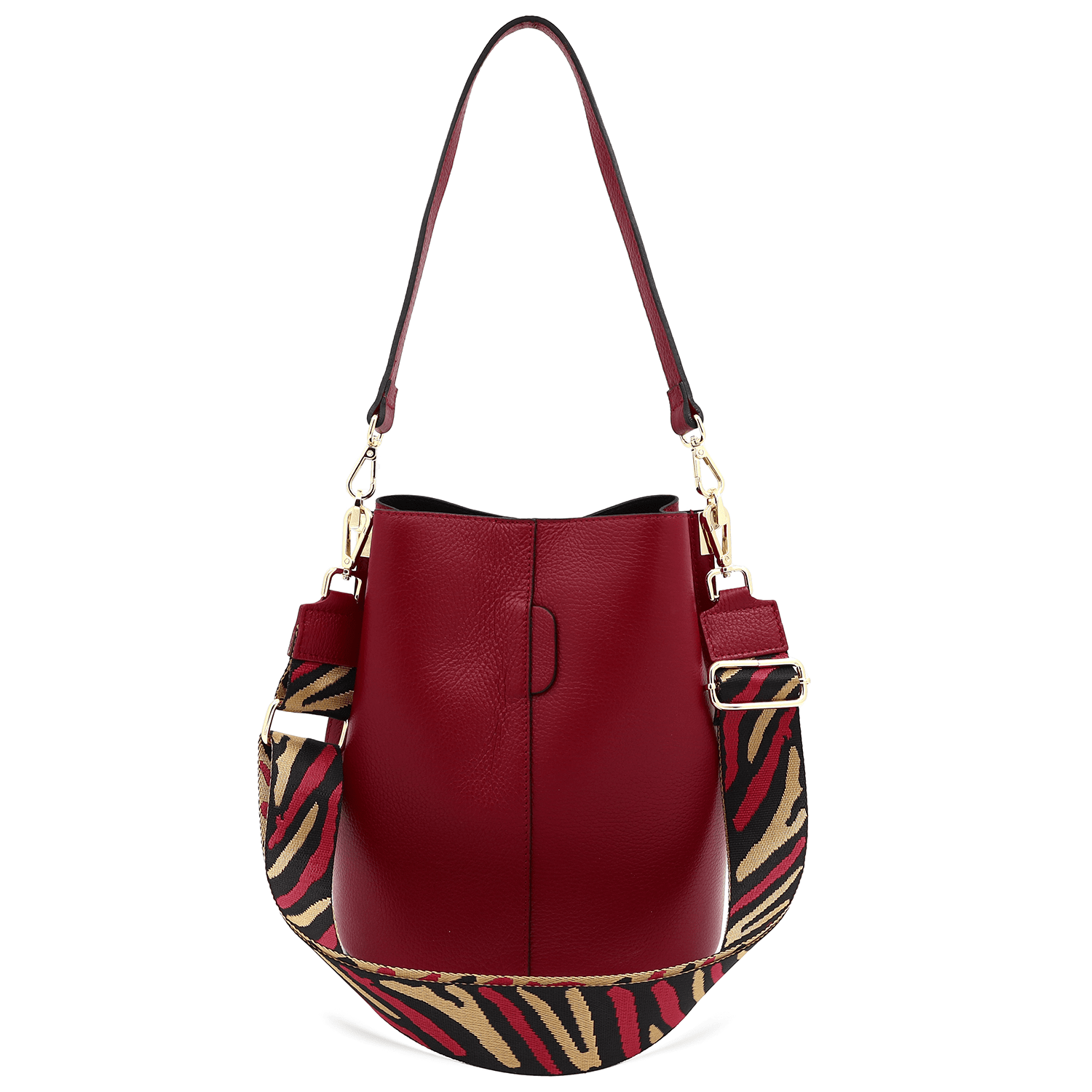 Női táska természetes bőrből, 2 fogantyúval Alba - sötétvörös