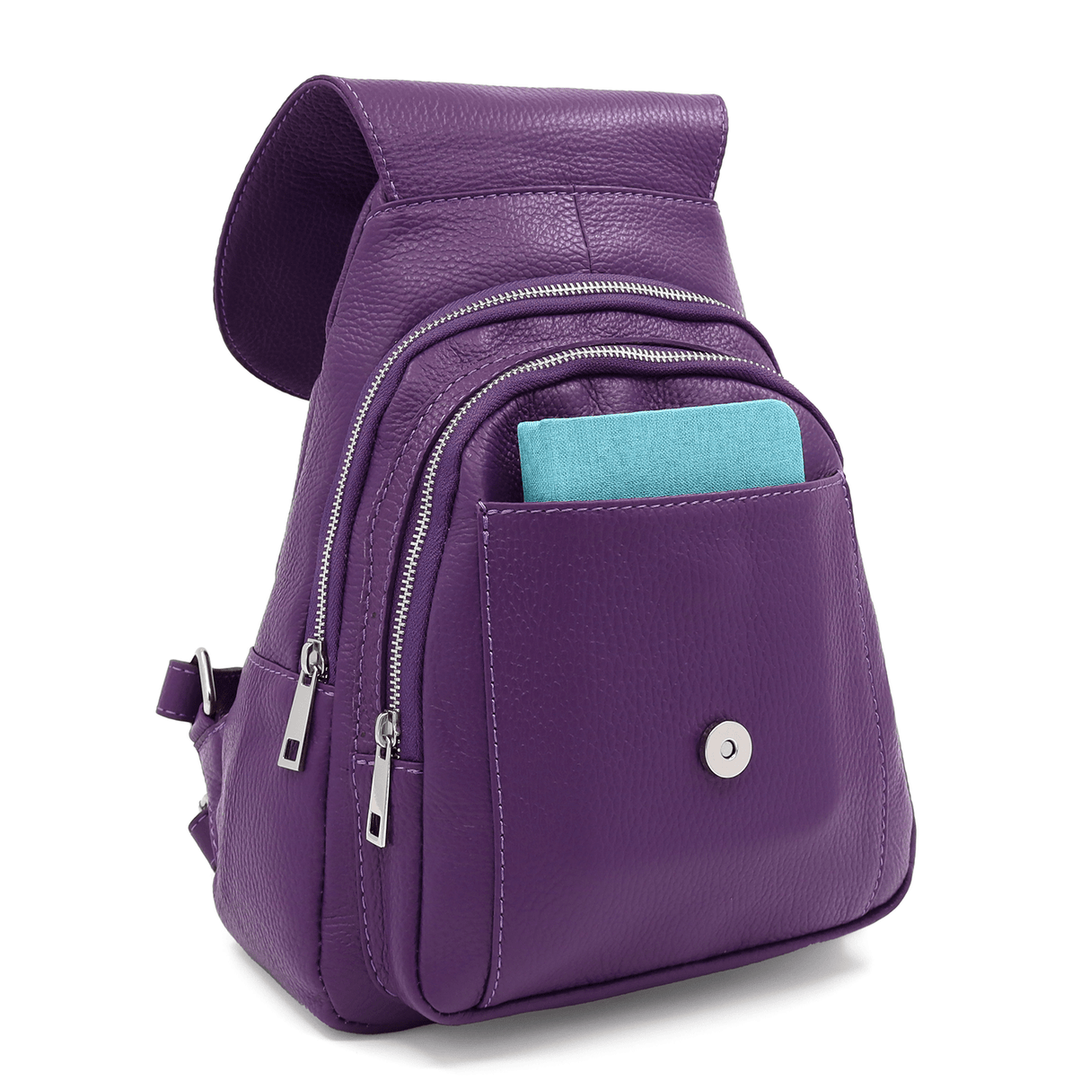 Női hátizsák természetes bőrből - lila