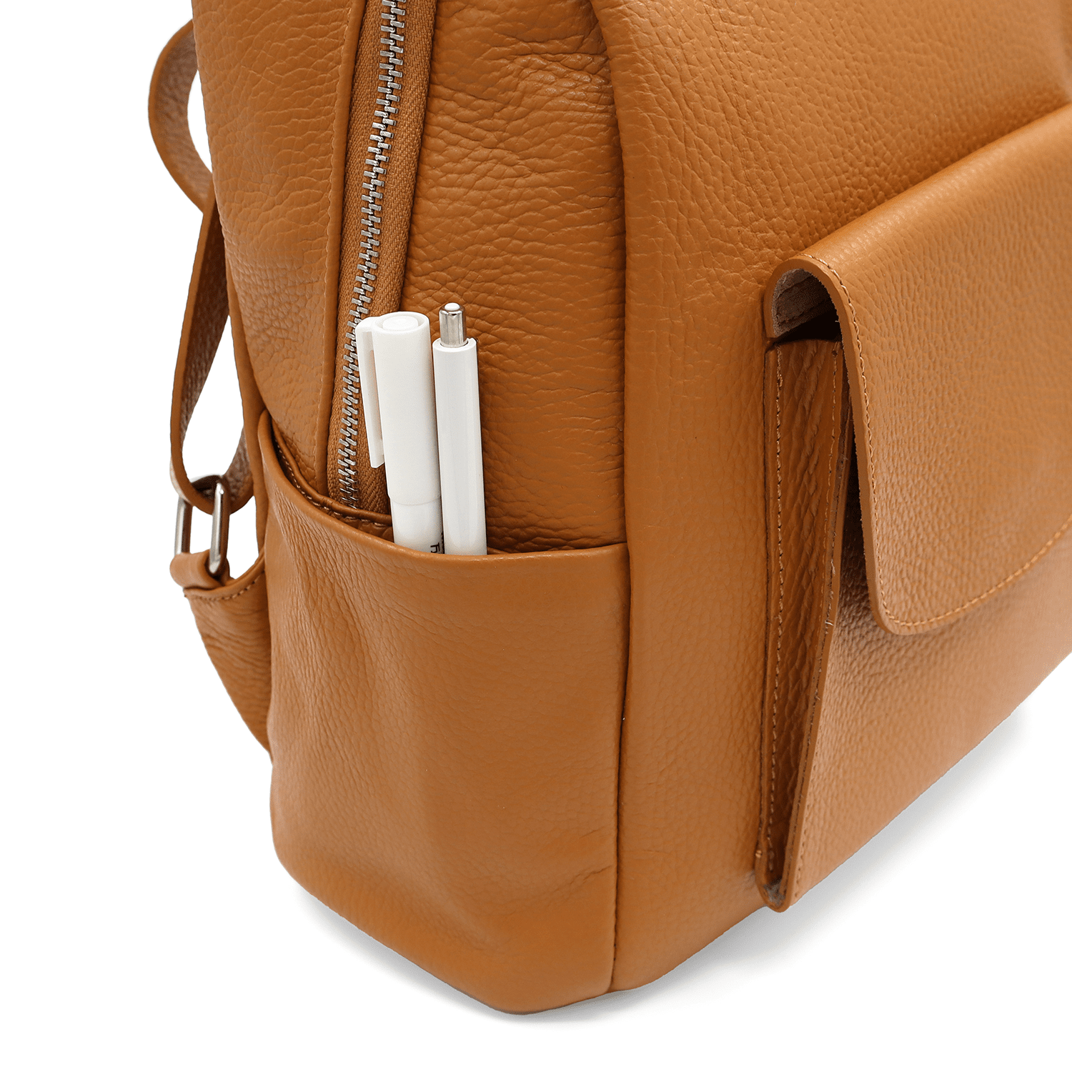 Női hátizsák természetes bőrből - cserépbarna